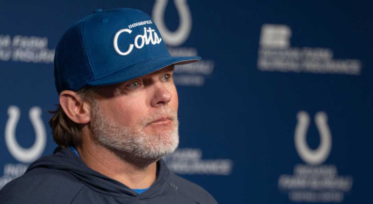 Indianapolis Colts General Manager Chris Ballard speaks to the media Thursday, Jan. 11, 2024 at the Indiana Farm Bureau Football Center, the Colts Complex.
